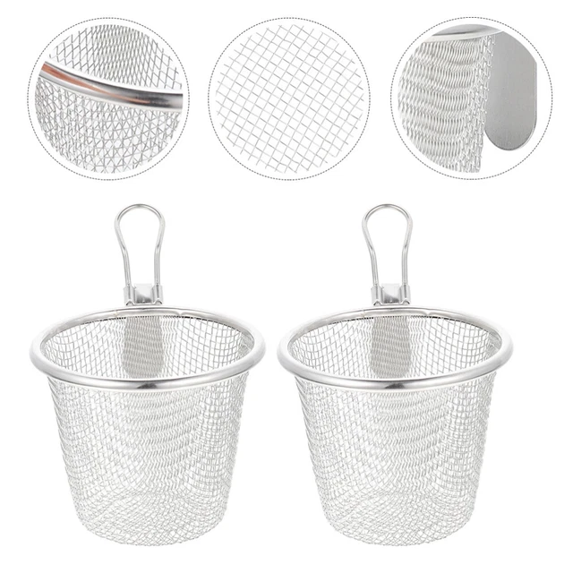 2 piezas cestas de malla de acero inoxidable coladores de fideos de cocina pasta doméstica