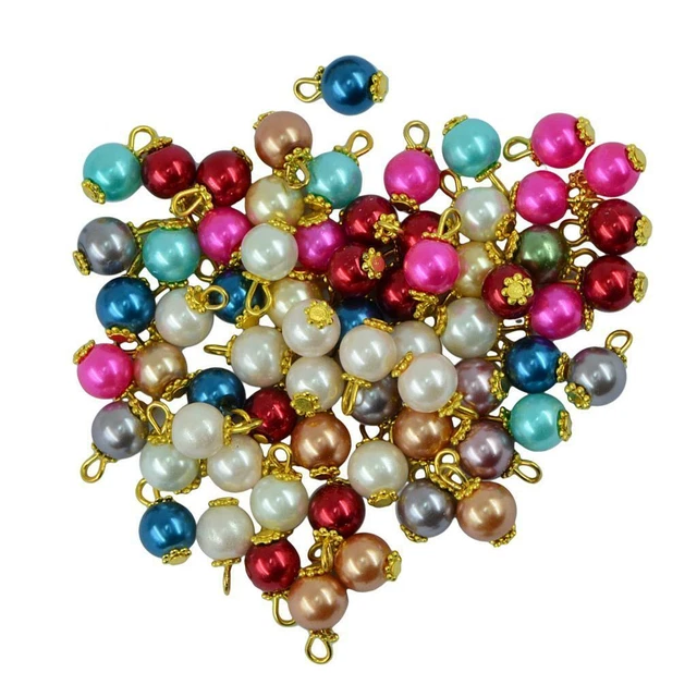 50 Stück bunte Charms baumeln Anhänger Metall Blume   Glasperlen