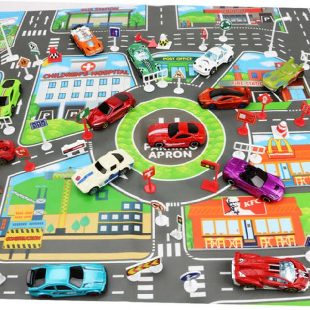KID PLAY MAT City Road Buildings Parking Map Game Scene Map Educational