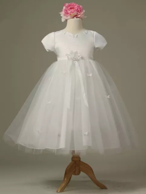 Closeout Flower Girls Wedding Pageant White/Ivory/Pink Party Dress Sz 2, 4, 6, 8