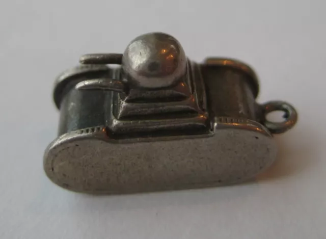 1940's VINTAGE Sterling WWII MILITARY TANK Silver Bracelet Charm