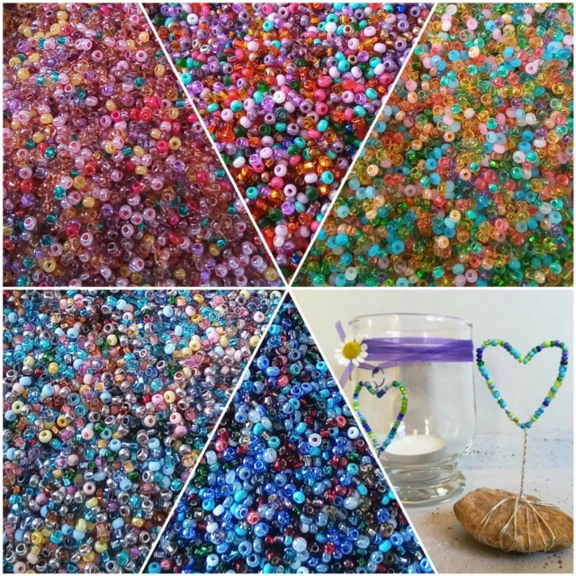 50g Rocailles 2 mm bunte Mischung Preciosa Indianerperlen zum Basteln FARBWAHL