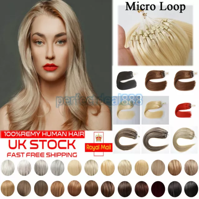 Thick Double Drawn Micro Loop Bead Ring 100% Remy Human Hair Extensions 1GRAM