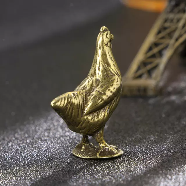 Brass Chicken Figurine Miniatures Simulation Portable Cute