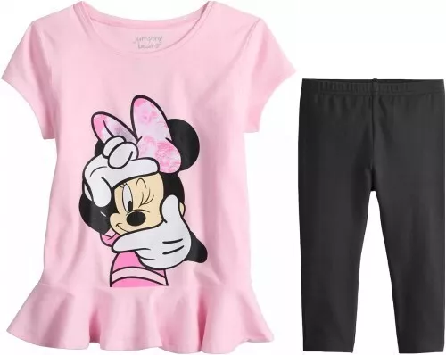 NEW 2pc DISNEY Jumping Beans MINNIE MOUSE Pink Shirt & Leggings OUTFIT Sz 4 NWT