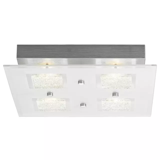 Modern Chrome Square LED Bathroom Light with Clear/Frosted Glass Plate by Hap...