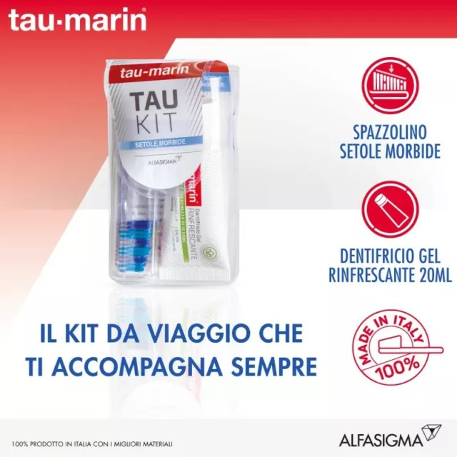 TAU-MARIN Travel Kit with soft bristle toothbrush and Refreshing Toothpaste