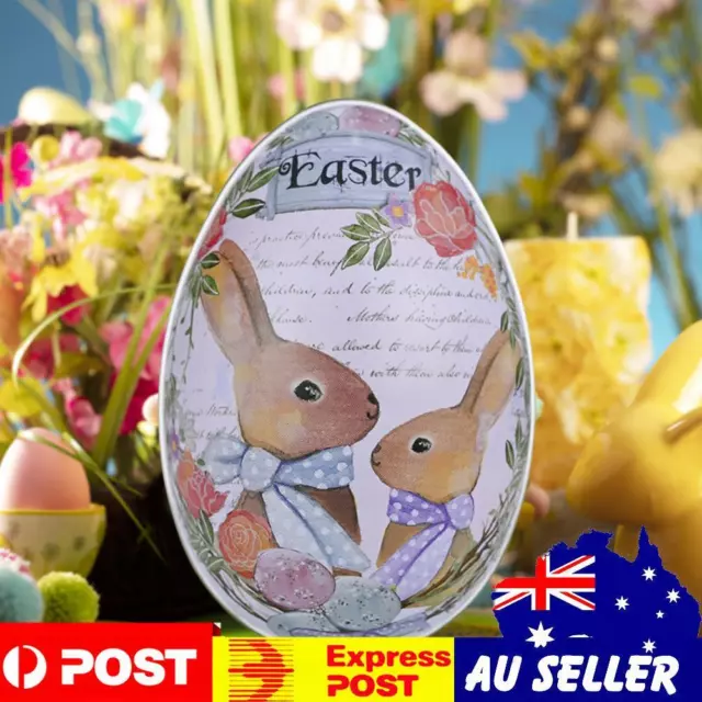 Egg Easter Color Rabbit Tin Candy Eggshell Box Cute Egg Box Home Decoration (A)