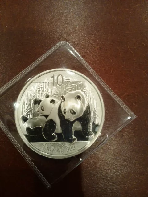 2010 1 oz .999 Fine Silver 10 Yuan China Silver Panda Coin BU