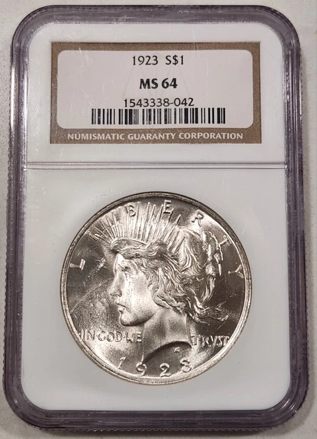1923 Peace Dollar NGC MS64 $1D US Silver Dollar