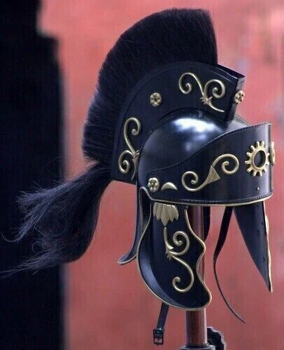 Casque Médiéval Romain Centurion – Reproduction Impériale Gauloise, Acier 18G, Crête Rouge Horizontale, Pour LARP, Théâtre, Collection