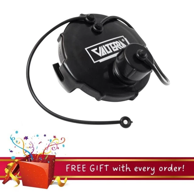 Valterra T1020-1, Sewer Waste Valve Cap With Gray Water Drain 3" Black