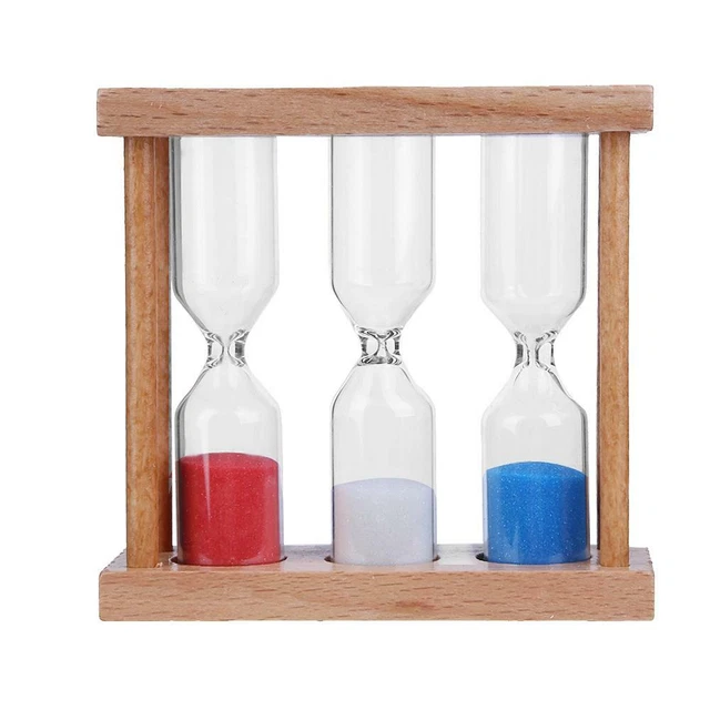 1/3/5 Minuten Holzrahmen Sanduhr Sanduhr Sand Uhr Timer zufällige Farbe