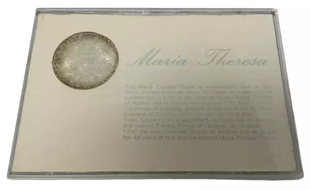 Maria Theresa Thaler Silver Coin 1780 Austria With Info Card Antique - C16 O731
