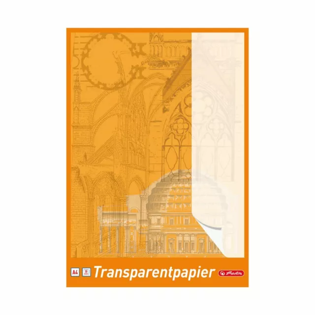 Herlitz A4 Transparentpapier Transparentpapierblock 30 Blatt 65g/m² weiß 696401 3