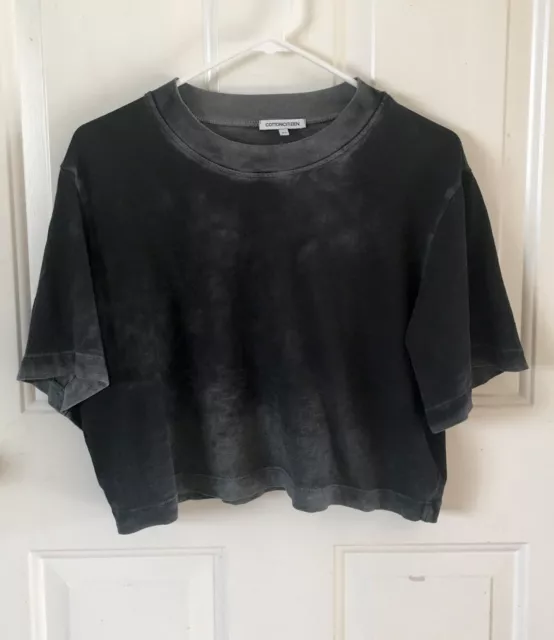 Cotton Citizen Tokyo Crop Top Vintage Black Tie Dye Oversized Tee Shirt XS $90