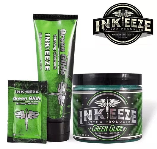 INK-EEZE Green Glide Ointment - Tattoo Process -5ml 4oz 16oz Aftercare