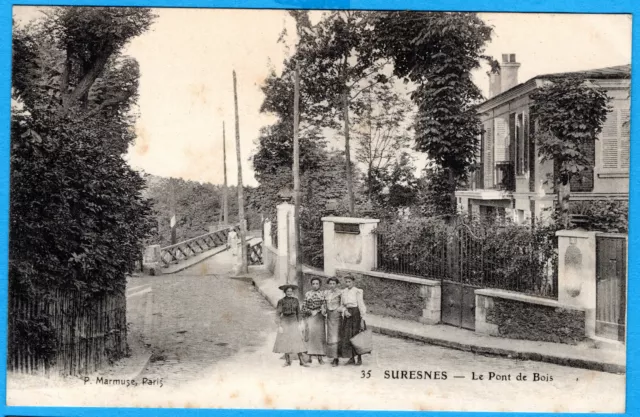 Cpa 92 Suresnes - The Wooden Bridge
