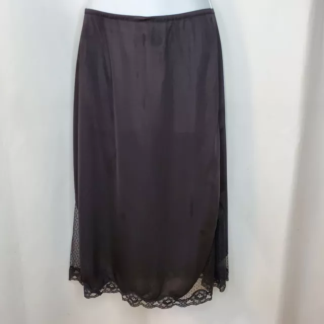 Vintage Kayser Nylon Half Slip Black Sexy Side Lace Panels S Tall