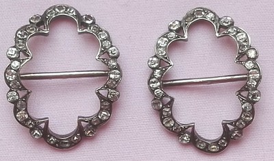 belle BOUCLE ceinture NOEUD & LYS ARGENT-STRASS-PIERRES du RHIN-EPOQUE 18/19ème 