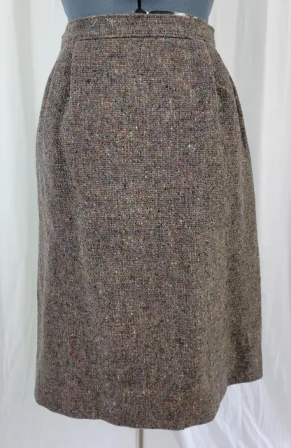 Vintage Grey Speckled Wool Skirt with Lining Size 10