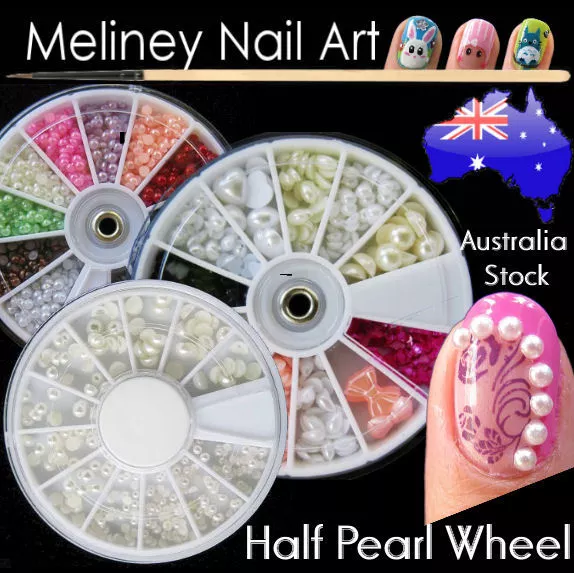 Nail Art Half Pearl Wheel Various Size Colour Craft DIY Rhinestones Decorations