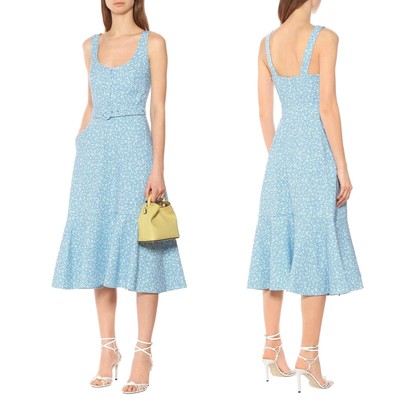 Jonathan Simkhai Eve Floral Midi Dress in Blue/White | Size 6