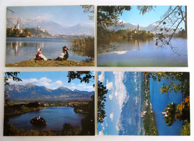 Postkarten Lot 4 x BLED Slowenien Slovenija Postcards Ansichtskarten ungelaufen
