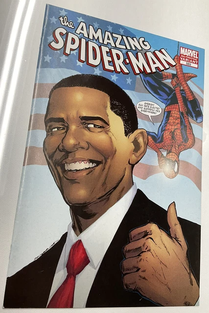 The AMAZING SPIDER-MAN 583 MAR 2009 MCU Marvel Comic Book OBAMA FLAG VARIANT