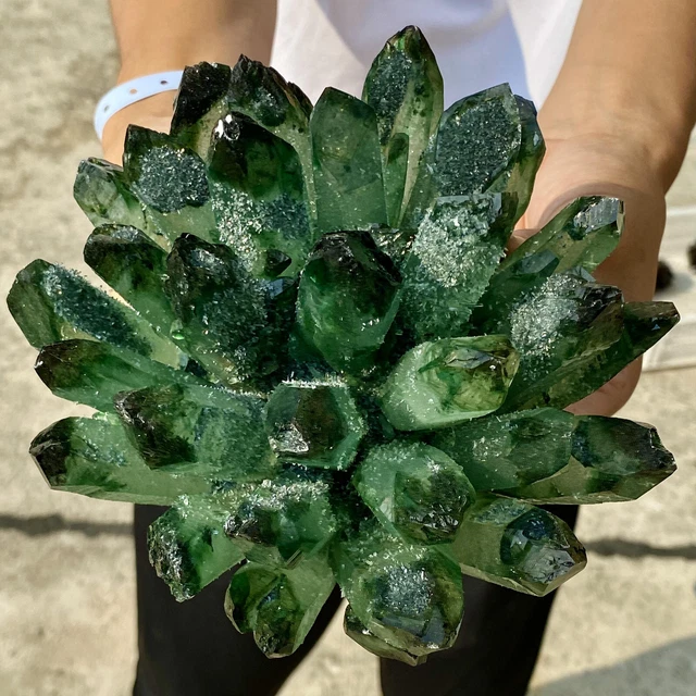 4.6LB New Find Green Phantom Quartz Crystal Cluster Mineral Specimen Healing 2