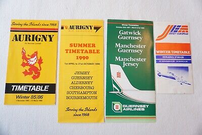 1980s Channel Islands Airways Airline Timetable Schedule Guernsey Aurigny