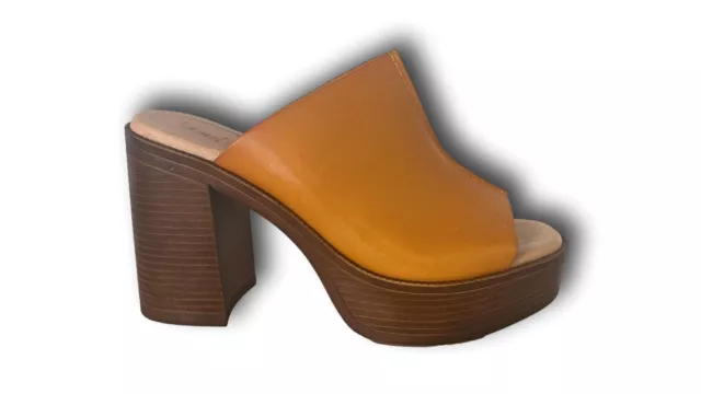 RAQUEL PEREZ Sanskrit Sandales Femmes Sabot Avec Talon Véritable Cuir Jaune