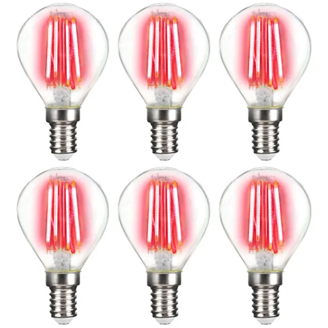 6 x LightMe LED Filament Lampen Tropfen 4W E14 klar Rot P45 Kugel Deco UVP 35€