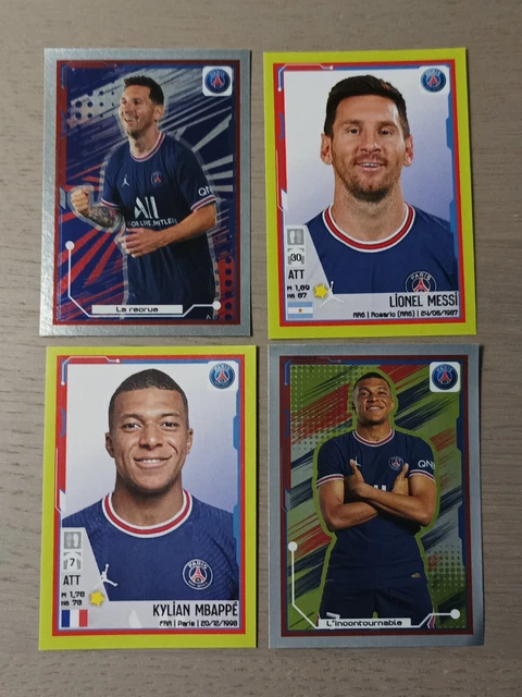 Panini France 2022 lot 4 stickers images Football Messi Mbappe PSG mint shinny