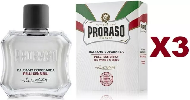 3 PZ PRORASO BALSAMO DOPOBARBA PELLI SENSIBILI 100ML CON AVENA E Tè VERDE