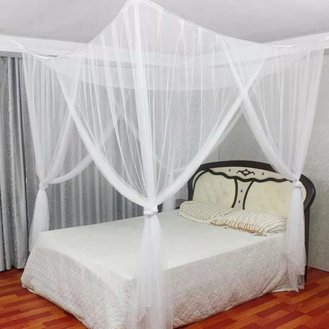 4 Corners Post Bed Canopy Curtain Mosquito Net Or Frame Single Double King UK