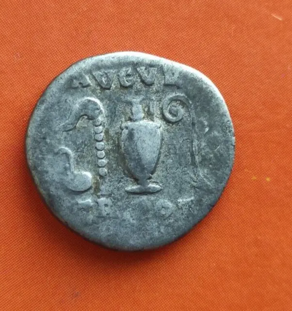 rare ancient silver coin priest avgur tools Vespasian ruler vp829