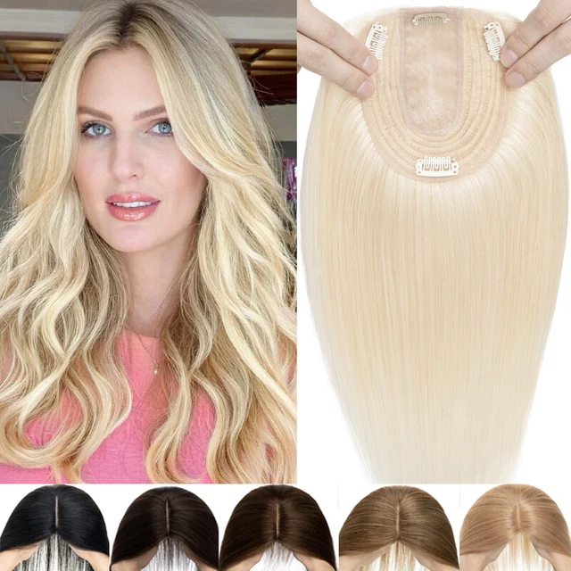 16 CLEARANCE 100% Remy Human Hair Topper Toupee Hairpiece Wigs Clip In Silk Base