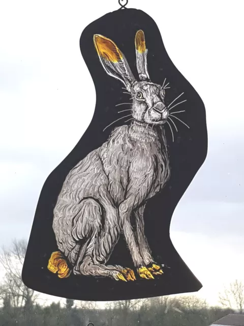 Antique Vintage Stained Glass Fragment of a Rabbit/Hare Arts & Crafts