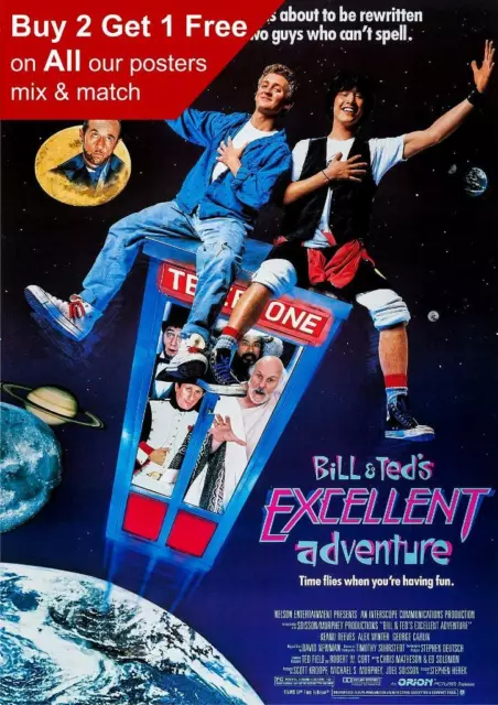 Bill And Teds Excellent Adventure 1989 Movie Poster A5 A4 A3 A2 A1