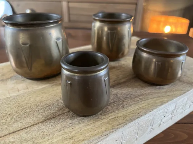 Série de petits pots laiton anciens  Art Déco