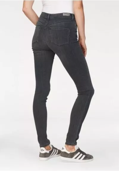 Only Skinny Jeans Corin Damen Slim Stretch Mid Waist Hose Grau Denim Black Used