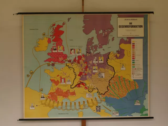 GEGENREFORMATION 30J HRIGER KRIEG Gustav Adolf 1965 Schul Wandkarte gegenreformation-30j-hriger-krieg-gustav-adolf-1965-schul-wandkarte