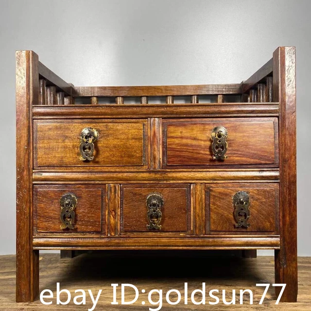 14.9“Rare Chinese handmade Exquisiten Huanghuali Wood five fight tea chest