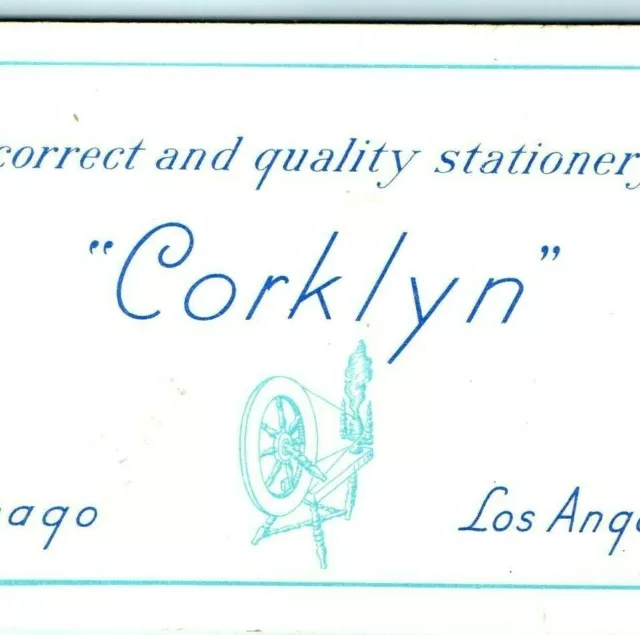 c1930s Los Angeles Chicago Corklyn Stationery Ink Blotter Card Spinning Wheel 2L