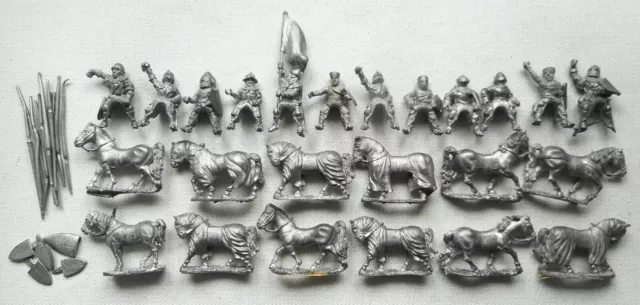 Twelve 28mm Medieval Knights Cavalry. Essex Metal Models.
