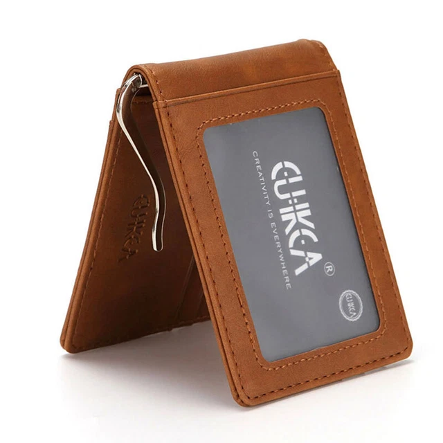 RFID MEN'S LEATHER Slim Bifold Money Clip Wallet Front Pocket Credit ...