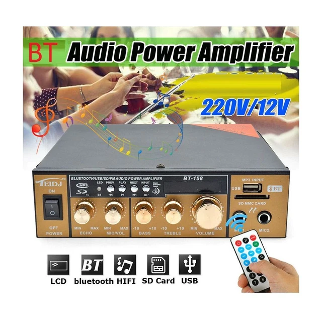 Amplificatore Stereo AK45Pro Con Bluetooth 5.3 – 400W, 2.0 Canali, USB/SD/FM, 2 Ingressi Microfono, Telecomando