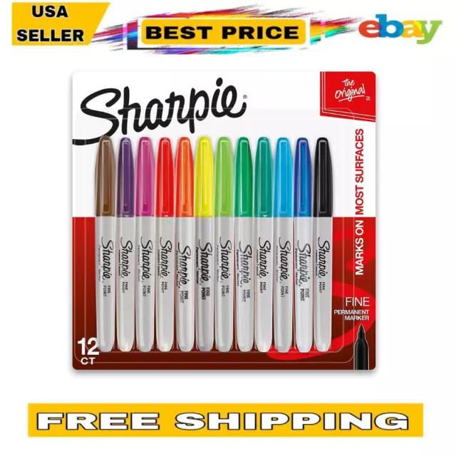 SHARPIE Permanent Markers, Fine Point, Assorted Colors, 12 Count