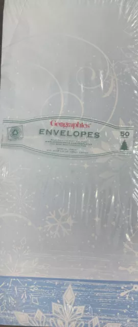 50 Pack New Sealed Winter Wonderland Envelopes Snow Christmas Frost Pale Blue